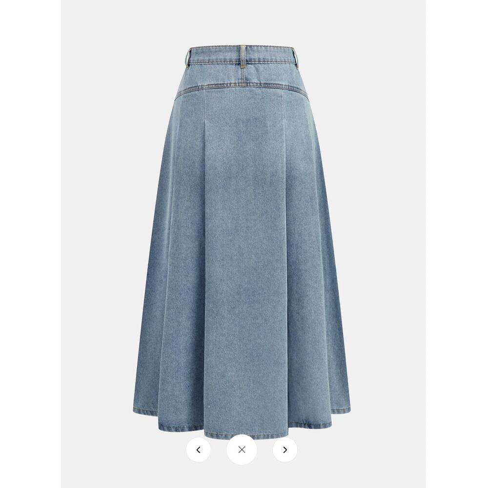 NWT Commense Denim Crop Vest & Pleated Midi Skirt Set Sz M - Picture 5 of 7